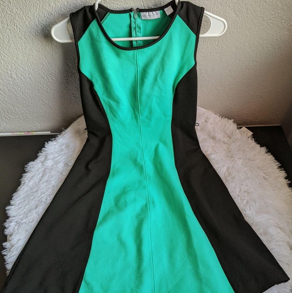 New York & Co. Stretch Black and Green Dress